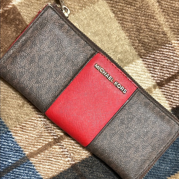 Michael Kors Handbags - Michael Kors Red and Brown Wallet